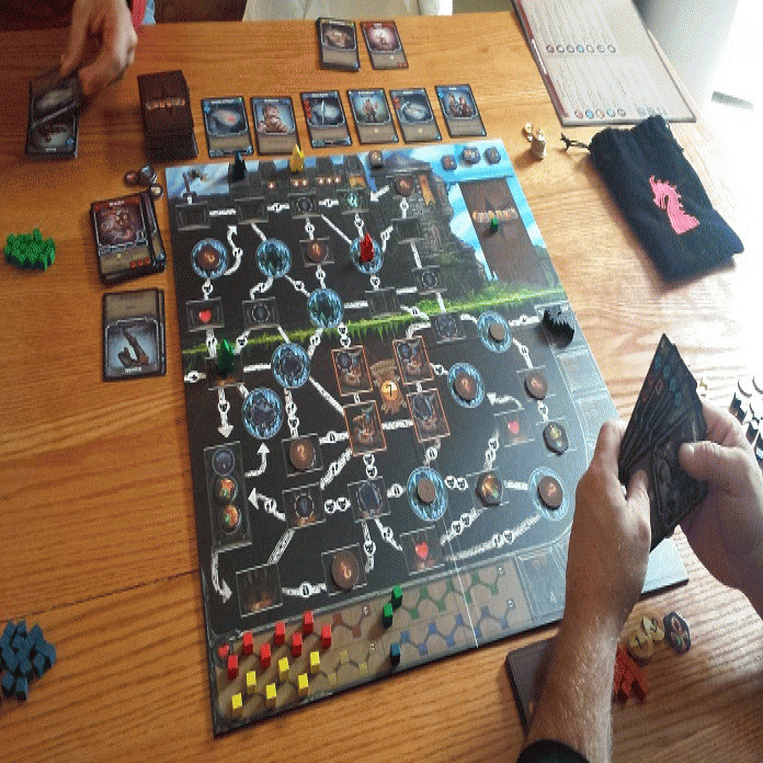A four-player setup for Clank!